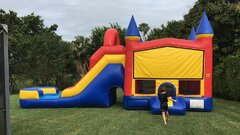 Combo Castle 6N1 Mega Multicolored w/ Basketball Hoops Inside # 20Best for ages 4+ Space Needed 32 D x 15 W x 17 H