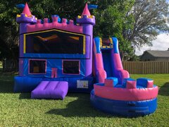 Combo Castle 5N1 Pink & Purple w/ Basketball Hoops Inside # 18 Best for ages 4+ Space Needed 22 D x 20 W x 16 H